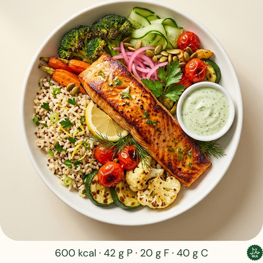 Mediterranean Salmon Couscous Bowl