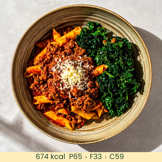 Beefed Up Bolognese with Chickpea Penne
