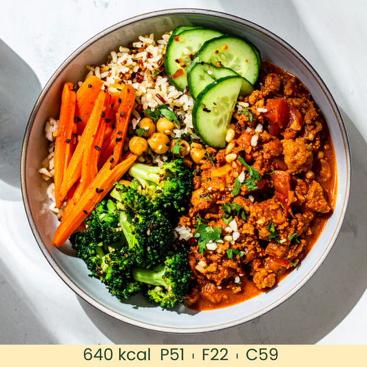Chicken Keema with Masala Chickpeas & Brown Rice (F)